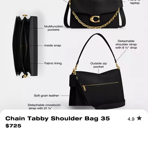 Coach Black and Gold Chain Tabby Shoulder Bag - Picture 10 of 11